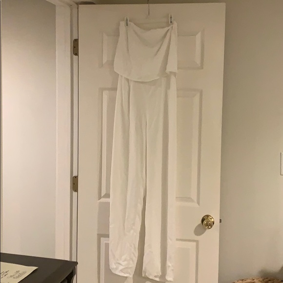 CHIC WHITE Strapless Full Pant Romper - Picture 1 of 2